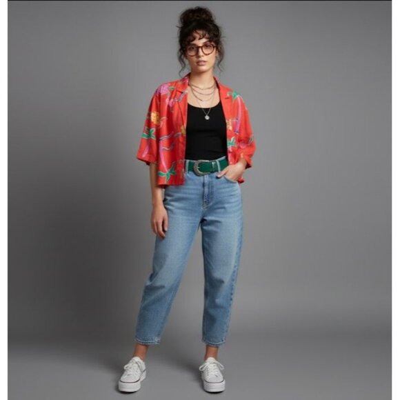 Carole Little Tops - Carole Little St. Tropez West Silk Vintage Cropped Boho Hipster Whimsy Shirt M